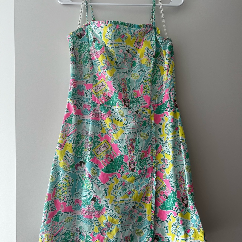 Lilly Pulitzer Floral Dress with Pink and Green Accents